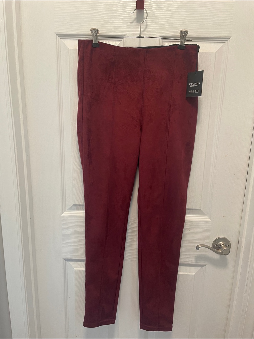 Simply Vera Vera Wang Faux Suede Skinny Pants - Burgundy
